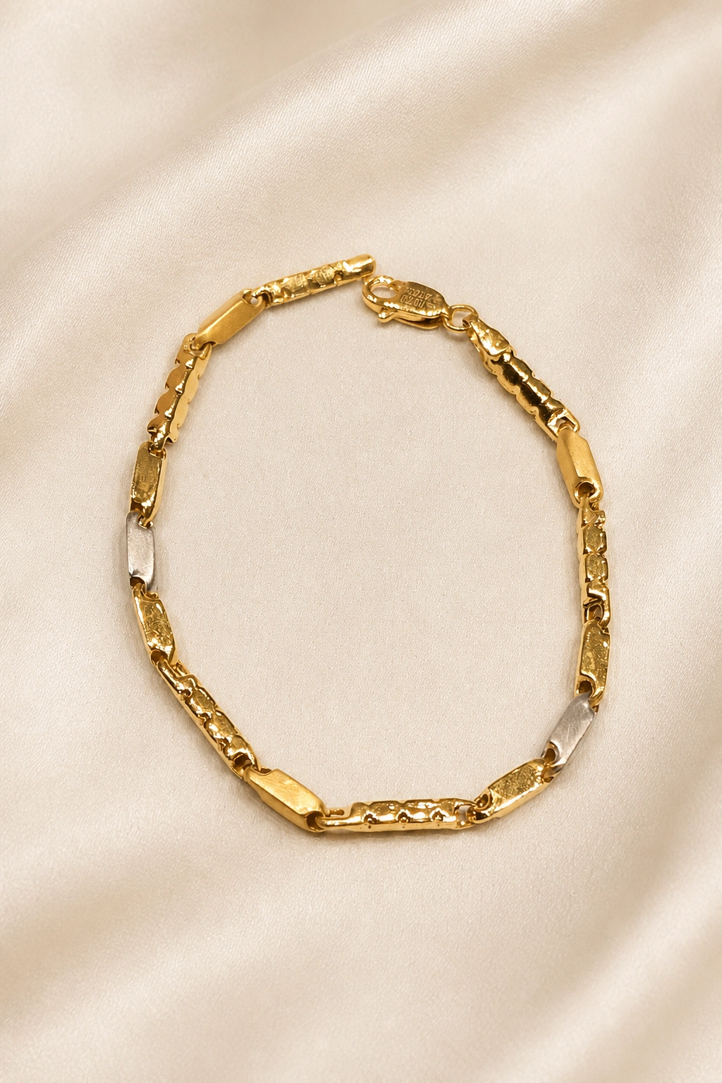 Dual Tone 18K Gold Matte-Gloss Finish Genderless Bracelet view 1
