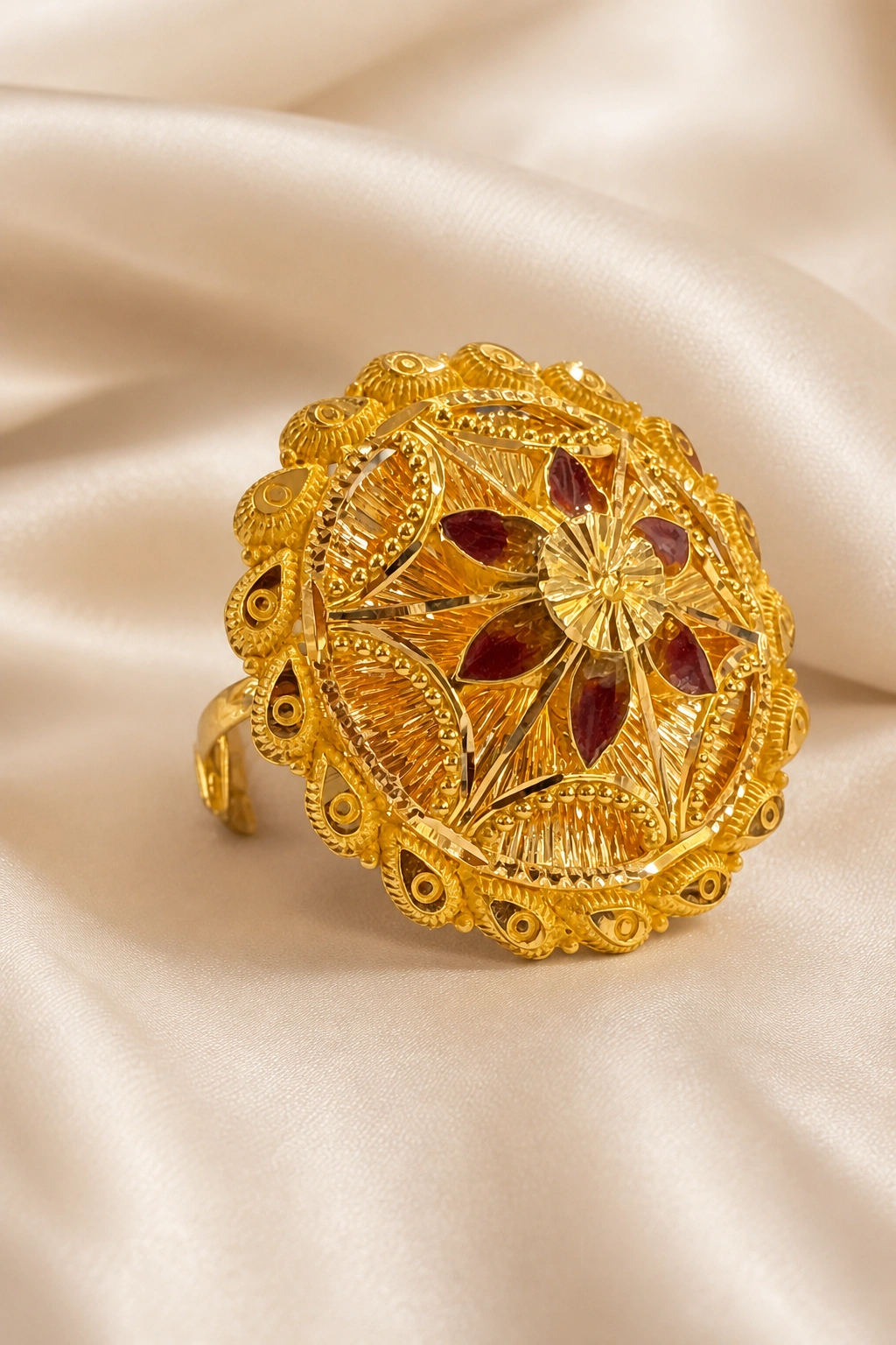 Artisan 18K Gold Ring with Elegant Embellishments