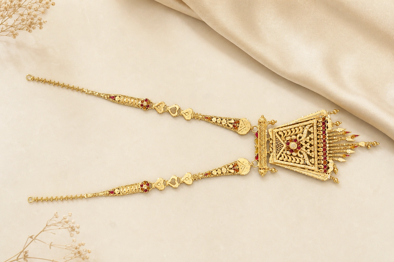 elegant 18K gold necklace set with earrings view 1