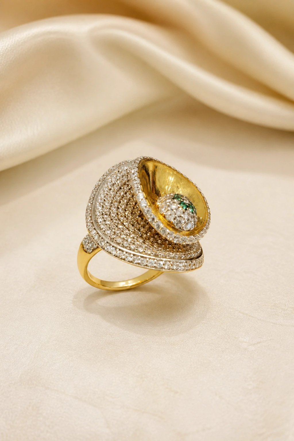 Dazzling American Diamond Gold Ring view 1