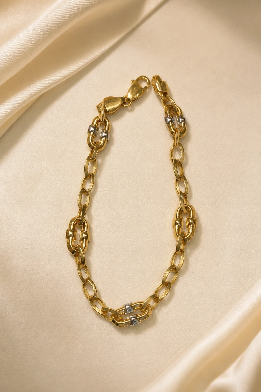 Hollow Link Dual Tone 18K Gold Genderless Bracelet view 1