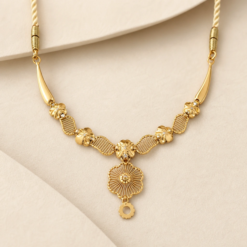 Intricate 18K Gold Necklace Set with Exquisite Craftsmanship