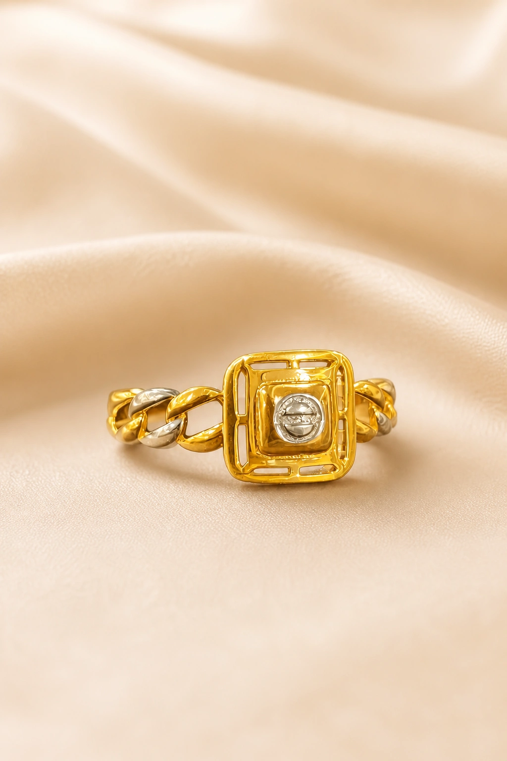 Artisan 18K Gold Ring with Contemporary Twist view 1