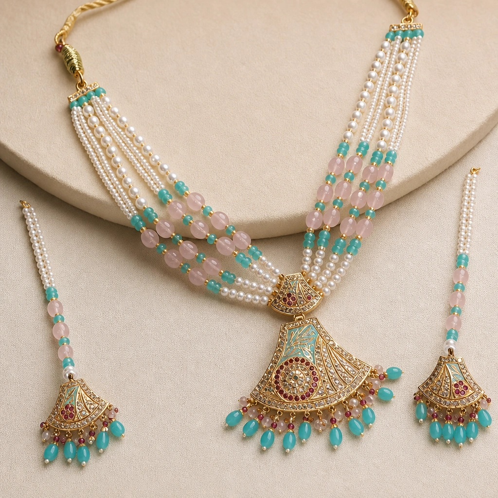 Intricate 18K Gold Necklace Set Featuring Beautiful Detailing