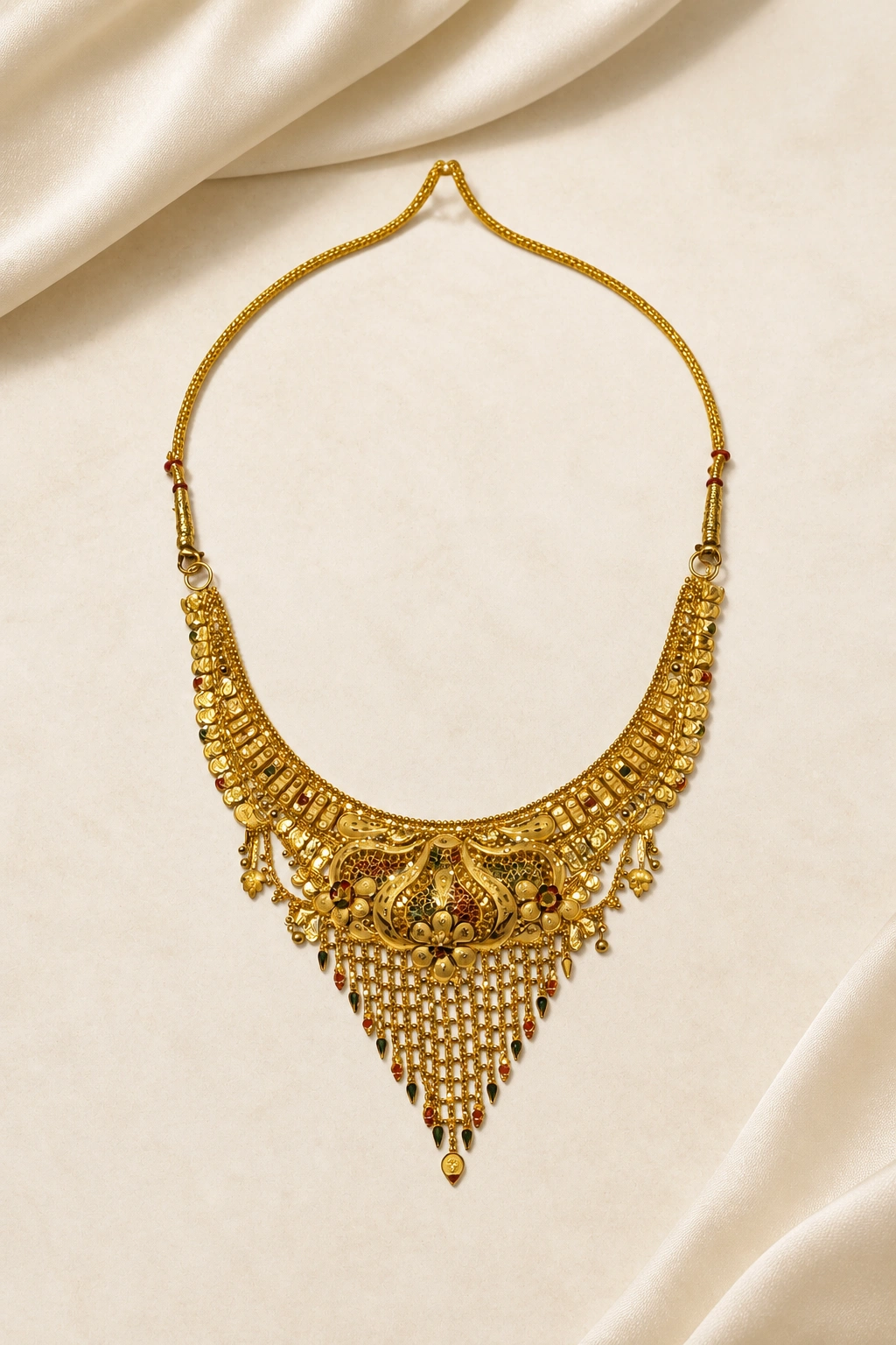 Elegant 18K Gold Bombay Wedding Necklace
