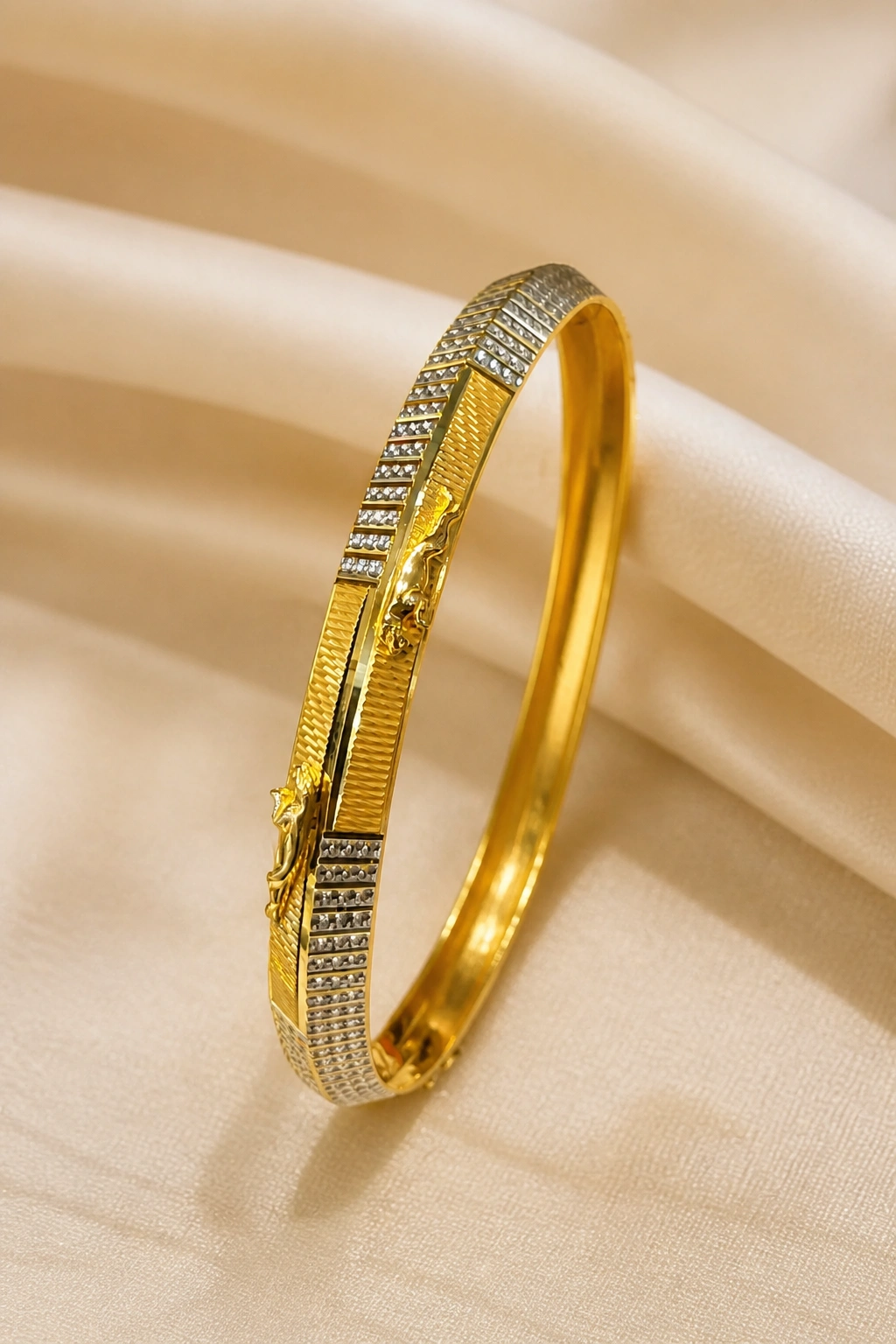 Dual Tone Men's Kada with Panther Design