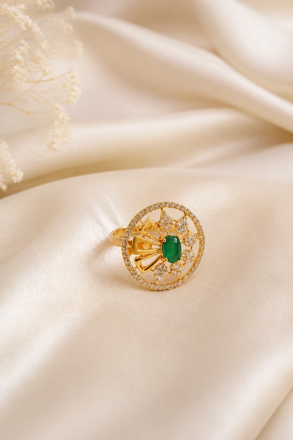 Floral Pattern 18K Gold Ring — Awadhi Elegance